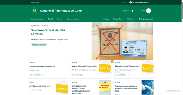 Security scan screenshot of https://www.comune.rocchettaavolturno.is.it