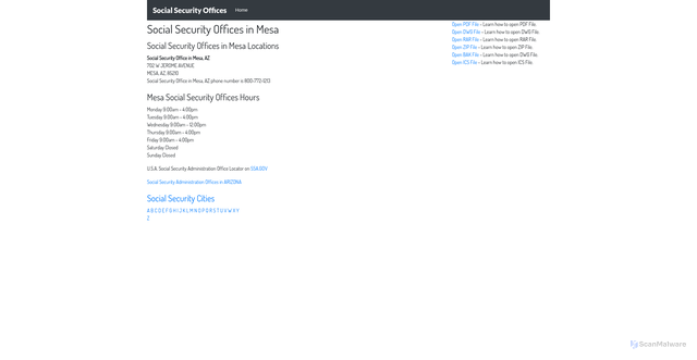Security scan screenshot of https://socialsecurityoffice.in/mesa