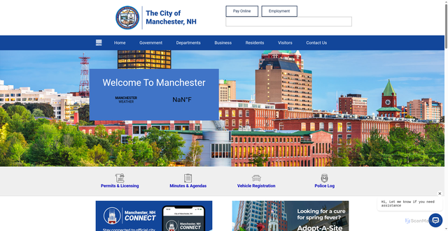 Security scan screenshot of https://www.manchesternh.gov/