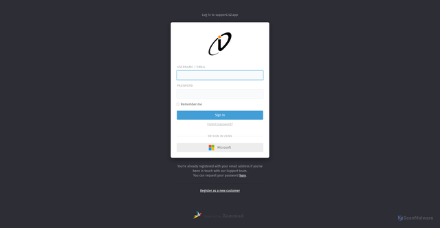 Security scan screenshot of https://support.is2.app