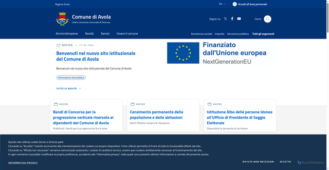 Security scan screenshot of https://www.comune.avola.sr.it/