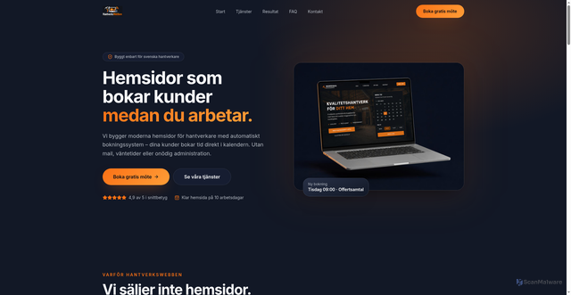 Security scan screenshot of https://hantverkswebben.se