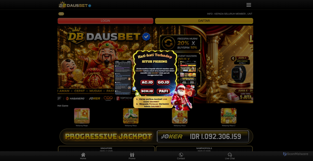 Security scan screenshot of https://dausbetkuberani3.click/mobile/home