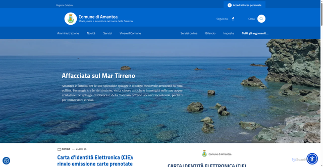 Security scan screenshot of https://www.comune.amantea.cs.it