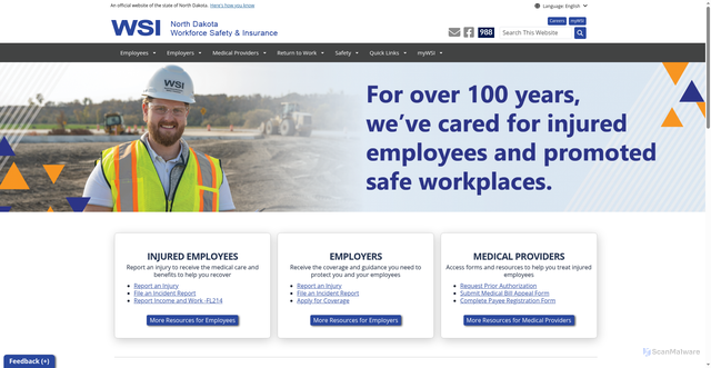 Security scan screenshot of https://www.workforcesafety.com/home