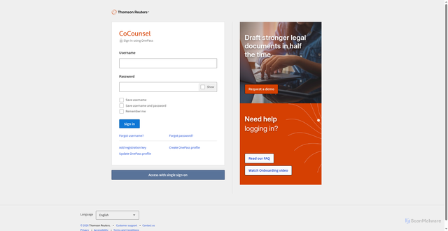 Security scan screenshot of https://cocounsel.thomsonreuters.com