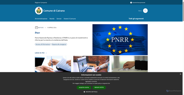 Security scan screenshot of https://www.comune.cairano.av.it/it