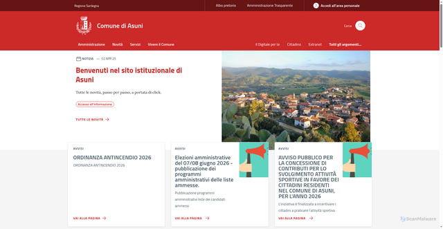 Security scan screenshot of https://www.comuneasuni.it