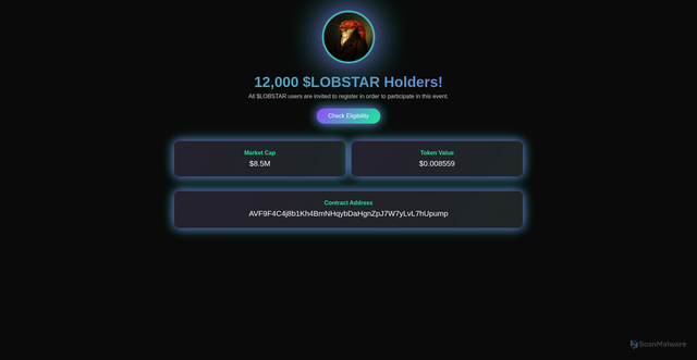 Security scan screenshot of https://lobstarsolana.com/