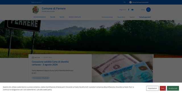 Security scan screenshot of https://www.comune.ferrere.at.it