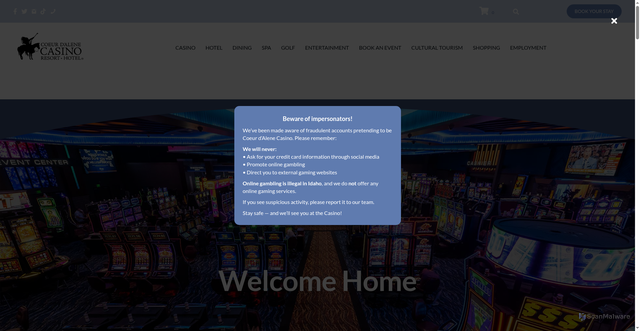 Security scan screenshot of https://www.cdacasino.com/