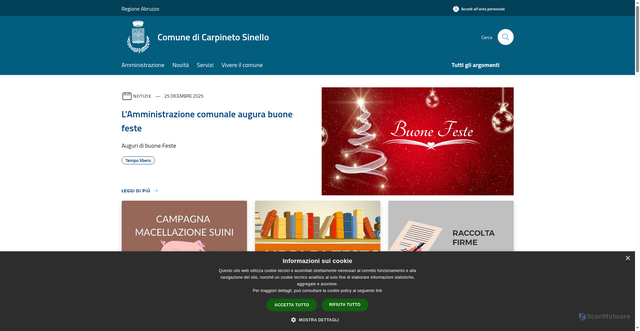 Security scan screenshot of https://www.comune.carpinetosinello.ch.it/it