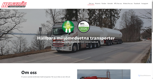 Security scan screenshot of https://helgenastransporter.se