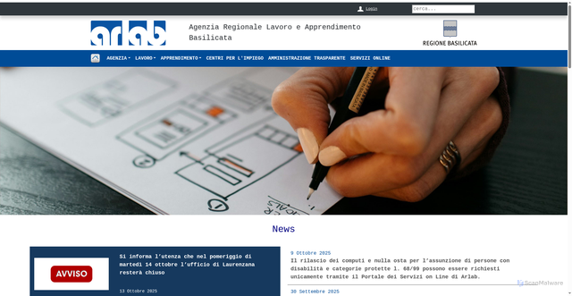 Security scan screenshot of https://www.agenziaregionalelab.it/