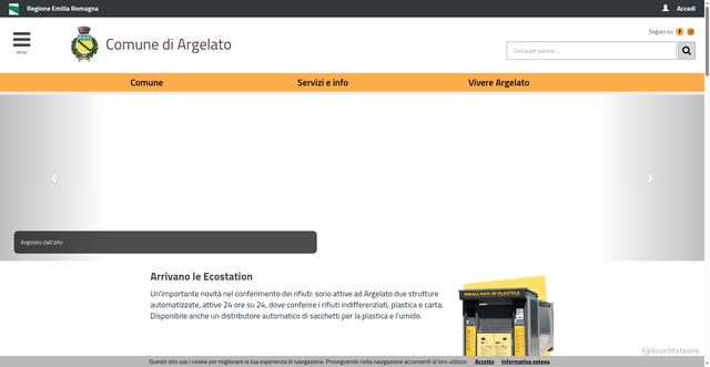 Security scan screenshot of https://www.comune.argelato.bo.it/servizi/notizie/notizie_homepage.aspx