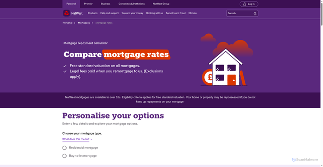 Security scan screenshot of https://www.natwest.com/mortgages/mortgage-rates.html