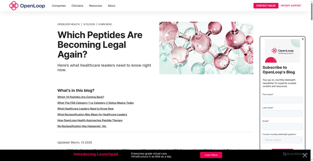 Security scan screenshot of https://openloophealth.com/blog/what-peptides-are-becoming-legal-2026