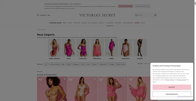 Security scan screenshot of https://www.victoriassecret.com/us/vs/lingerie