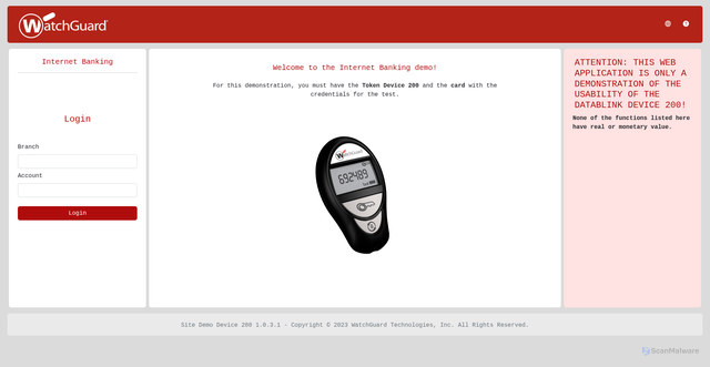 Security scan screenshot of https://demo.device200.datablink.com