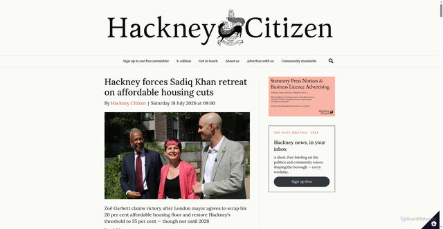 Security scan screenshot of https://www.hackneycitizen.co.uk