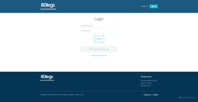 Security scan screenshot of https://portal.80legs.com/