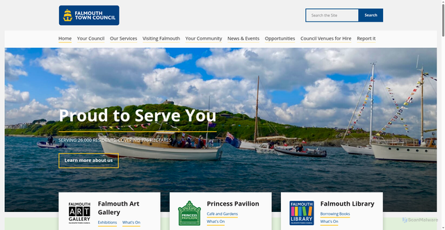 Security scan screenshot of http://www.falmouthtowncouncil.com
