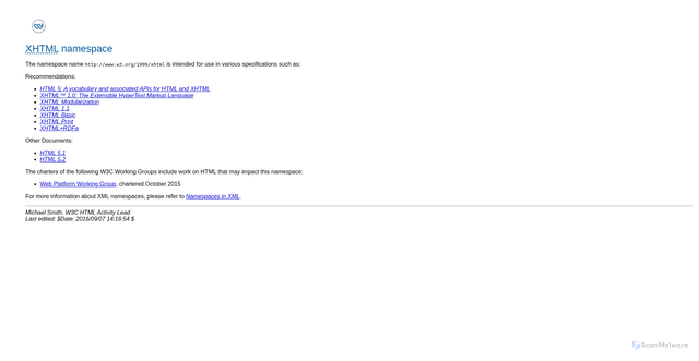 Security scan screenshot of https://www.w3.org/1999/xhtml/