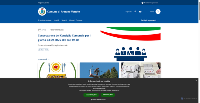 Security scan screenshot of https://www.comune.annoneveneto.ve.it/it