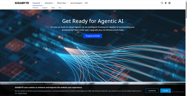 Security scan screenshot of https://www.gigabyte.com/