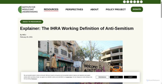 Security scan screenshot of https://imeu.org/resources/key-issues/explainer-the-ihra-working-definition-of-anti-semitism/221