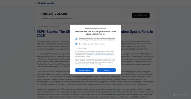 Security scan screenshot of https://routeshout.com