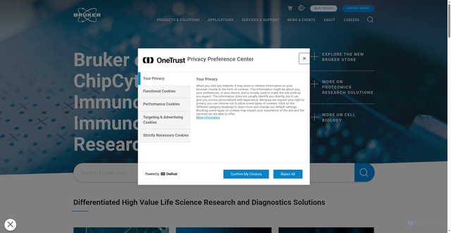 Security scan screenshot of https://my.bruker.com