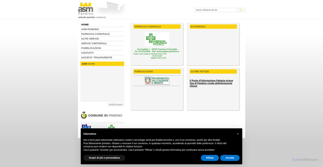 Security scan screenshot of https://www.asmpandino.it/web/layout/layout8.asp?categorie=1648,&ordinamenti=DE,DE&stati=N,N&elenchi=8&MEC_ID=129&MEC_IDFiglie=0&ARE_ID=32