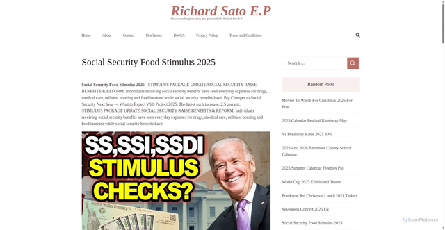 Security scan screenshot of https://richardsatoep.pages.dev/eelf-social-security-food-stimulus-2025-hwrqe/