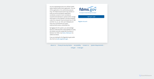 Security scan screenshot of https://www.fdms.gov/