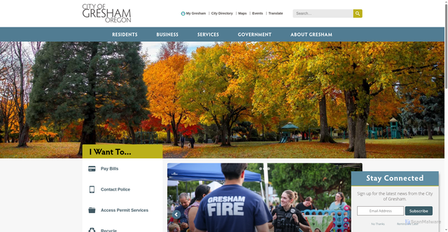 Security scan screenshot of https://www.greshamoregon.gov/