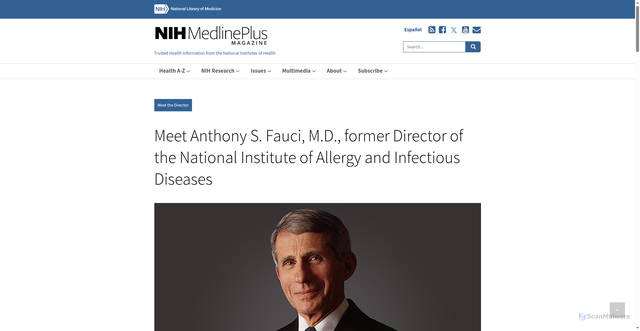Security scan screenshot of https://magazine.medlineplus.gov/article/meet-anthony-s-fauci-m.d-former-director-of-the-national-institute-of-allergy-and-infectious-diseases