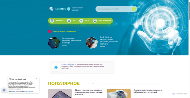 Security scan screenshot of https://mirinfo.ru