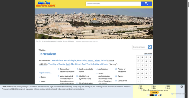 Security scan screenshot of https://christiananswers.net/dictionary/jerusalem.html