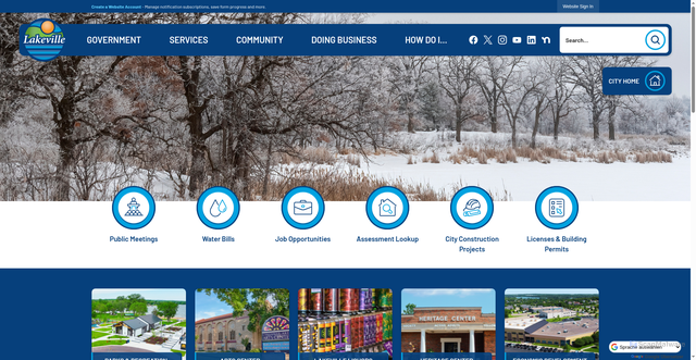 Security scan screenshot of https://lakevillemn.gov/