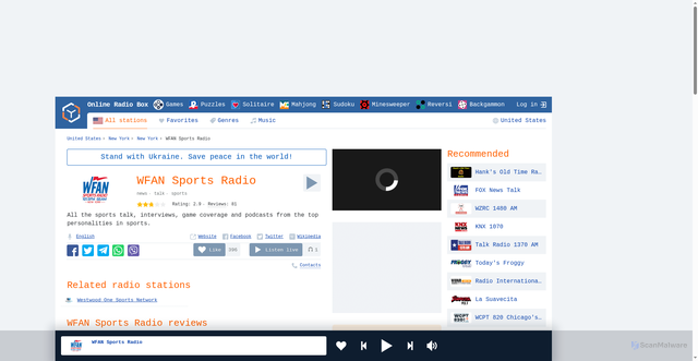 Security scan screenshot of https://onlineradiobox.com/us/wfan/