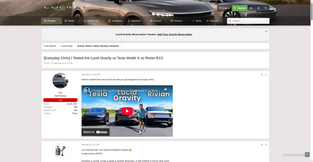 Security scan screenshot of https://lucidowners.com/threads/everyday-chris-i-tested-the-lucid-gravity-vs-tesla-model-x-vs-rivian-r1s.13873/