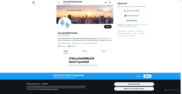 Security scan screenshot of https://x.com/ZucchettiWorld