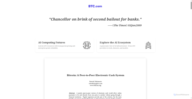 Security scan screenshot of https://btc.com/