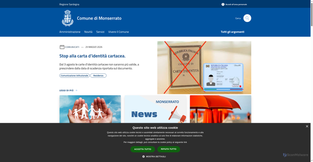 Security scan screenshot of https://www.comune.monserrato.ca.it