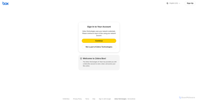 Security scan screenshot of https://zebra.box.com