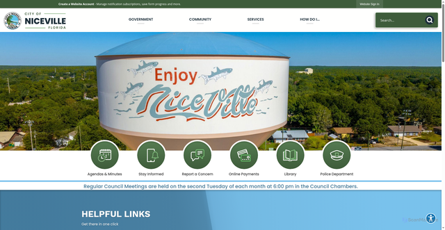 Security scan screenshot of https://cityofniceville.org/