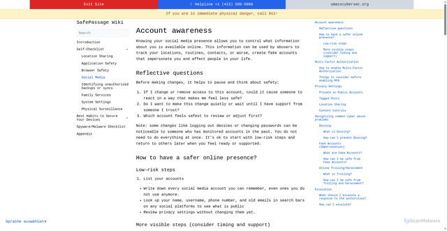 Security scan screenshot of https://safepassage-wiki.pages.dev/android/self-checklist/3.4-social-media/