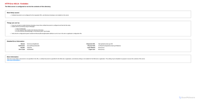 Security scan screenshot of http://goliadcountytx.gov/