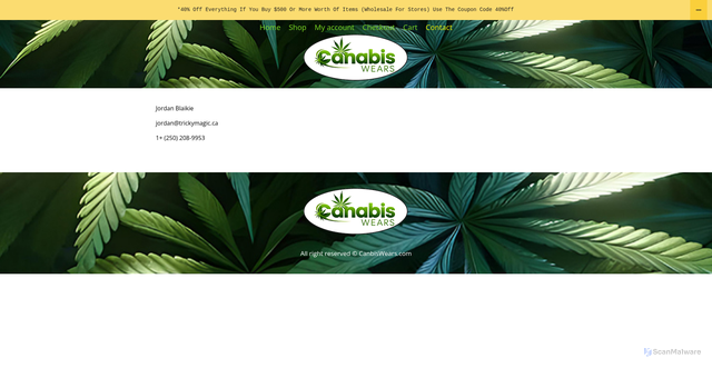 Security scan screenshot of https://canabiswears.com/contact/